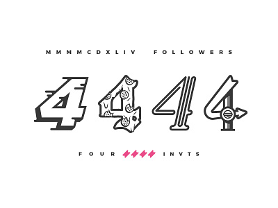 4444 = 4 Invites 4 dribbble followers four googies illustration invite invites pizza thanks type typography