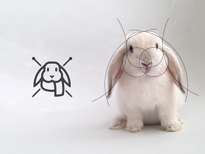 The living grid animal bunny cute fluffy geometric grid head knit knitting logo rabbit stroke