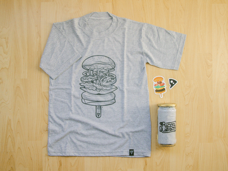 Our new homemade Tee burger food hamburger jar packaging stick stickers t shirt tee