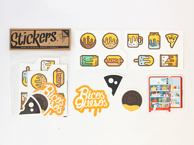 Stickers Pack V1 cheese food illustration magnet pack packaging photography stickers