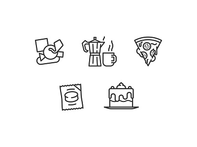 Important things for us alfajor cake coffee food icons illustration pizza stickers stroke things