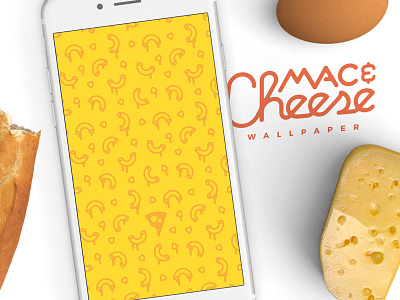 [Free wallpaper] Mac & Cheese cheese food free freebie iphone mac melt pattern simple stroke wallpaper