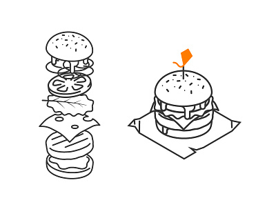 Hamburger Design burger fast floating food hamburger kite logo melt stroke