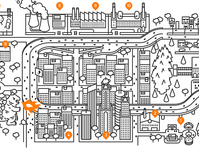 [See attached] Aerolab City: The Mural alien city food hamburger mural office park pizza stroke wall woods