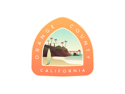 Orange County beach california county illustration laguna orange palms pier sticker summer surf