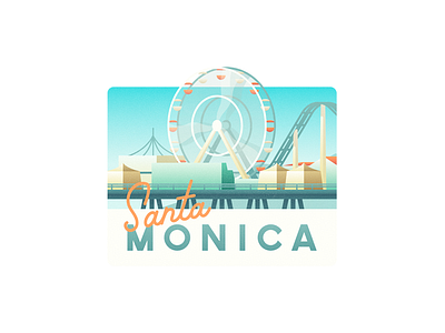 Santa Monica california illustration monica park pier rollercoaster santa sticker summer