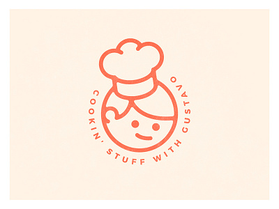 Cookin' stuff with Gustavo boy chef cookin food hat illustration logo simple smile stroke stuff