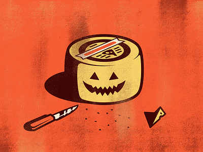 Halloween Cheese cheese face food grain halloween happy horror illustration knife pumpkin terror texture