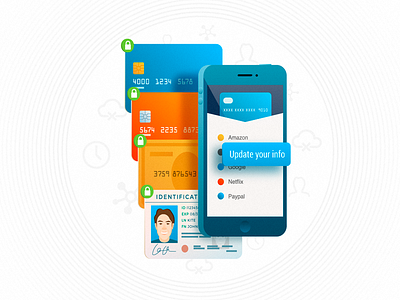 Identity App app card credit gradients identification identity illustration phone security