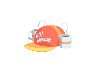 Go! Monday: iOS free sticker pack coffee cup fan free funny go hat illustration monday sticker