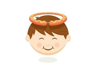 😇 angel emoji emojibook face fat food halo happy head hot dog illustration kid