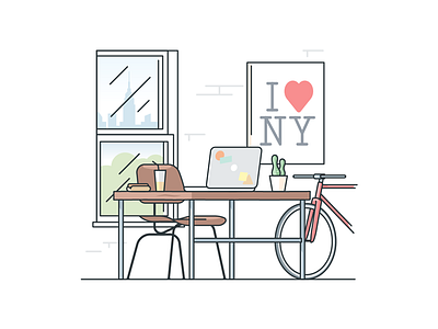 NYC Desk bicycle city desk food hot dog love macbook new nyc office remote york