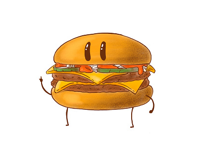 Hamburger FY burger character cheese food funny hamburger illustration ipad pro procreate