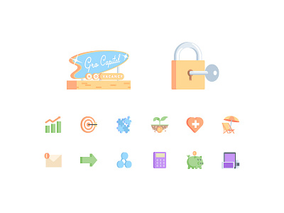 Grō Capital icons & illustrations finance flat googies iconography icons illustration money pixel perfect security