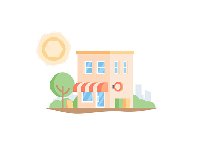 Grō Capital Store city flat illustration pixel perfect shop simple store street sunny