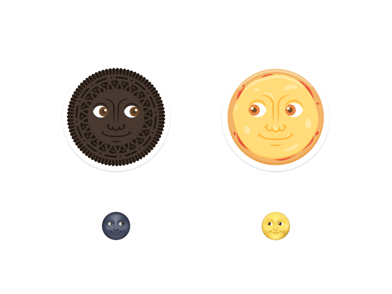 💛🌚🌝❤️ cheese cookie emoji ham heart illustration ios oreo pack pizza sticker