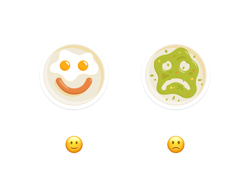 🙂🙁💔💯 100 breakfast egg emoji food heart illustration sad sausage smile sticker vomit