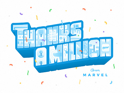 Marvel: Thanks A Million design greetings illustration lettering marvel mobile prototyping ui users ux