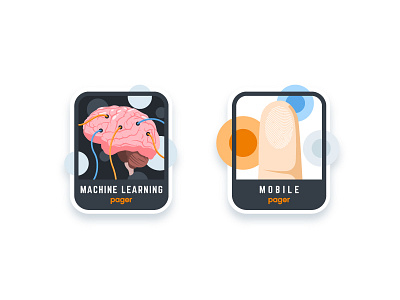 Pager: Machine Learning & Mobile Team badge brain finger human learning machine mobile sticker touch