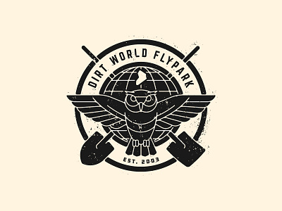 Dirt World Flypark v1 argentina badge bmx dirt logo owl shield shovel sticker wings world