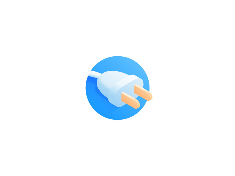 Plug Icon isometric illustration blue circle simple gradient icon electric plug