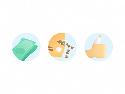 Mystery Project cash circle dog food gradient hand icons illustration injury money packaging simple