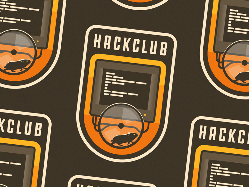 Hackclub code animal pet sticker badge patch vintage display hack hacker hamster