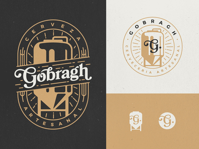 Gobragh: logo alternatives badge beer brand brewery craft fermenter gold illustration logo