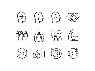 Values Icons bank iconography icons idea muscle people stroke values
