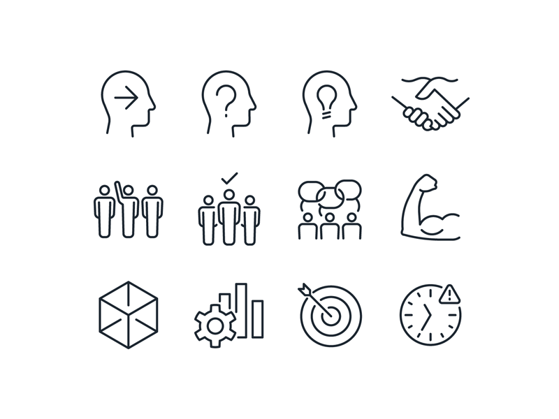 Values Icons muscle idea people stroke iconography icons bank values