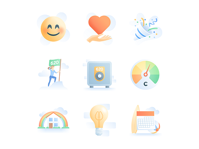 Clara: UI Illustrations emoji gradient heart house icon illustration rainbow real state ui woman