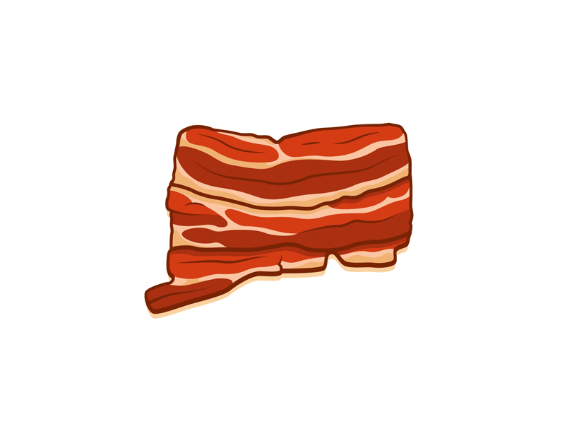 Bacconecticut, Pretzelvania & West Virgingerbread Man bacon food gingerbread illustration pretzel state united usa