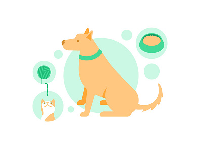 Pets animal cat dog doggo flat food friend geometric mascot pet