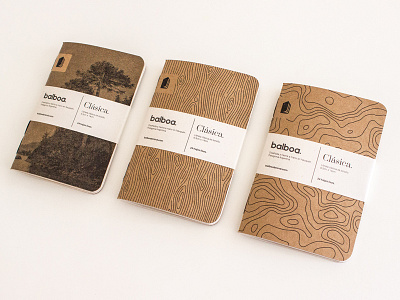 Balboa Clásica brand design notebook packaging pattern pocket print stationary stationery topography wood
