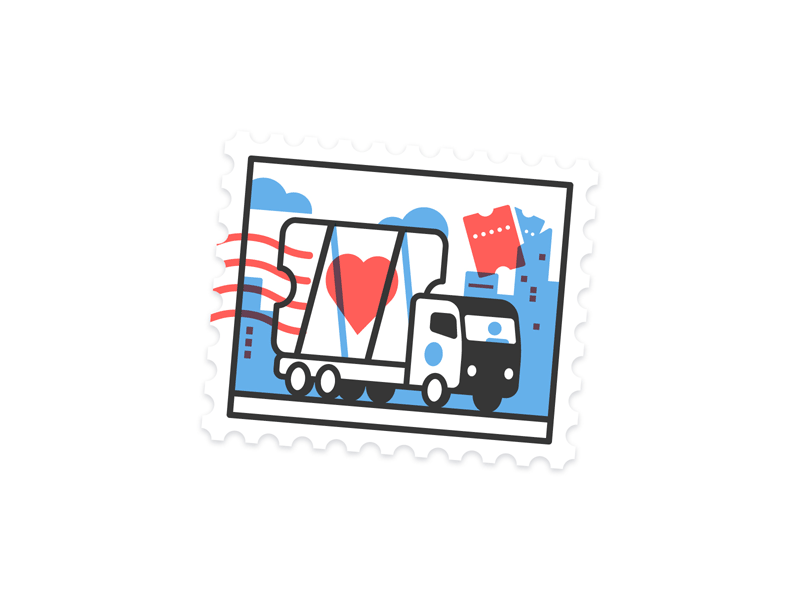 Entrada Fan Stickers heart illustration love machine printer stickers stroke ticket truck