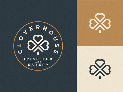 Cloverhouse Logo badge bar brand clover eatery heart house irish logo pub