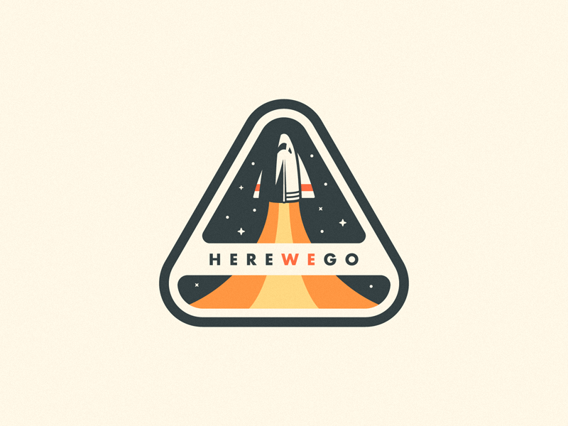 Here we go 🚀 sticker retro vintage illustration team stars ship badge space launch