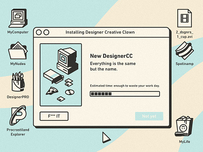Creative Clown desktop food funny illustration install mac pizza retro ui ux vintage windows