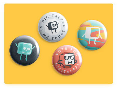 digitalpal buttons badge brand button character illustration logo pin print skull trust vote