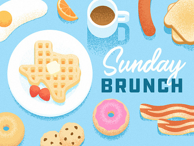 Texas Sunday Brunch bacon breakfast brunch coffee donut egg food grain illustration texas toast