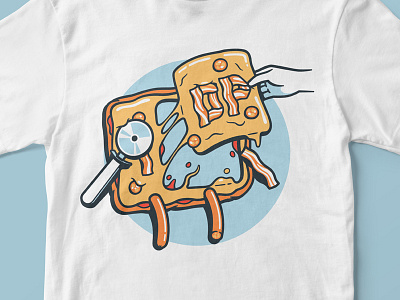 The best slice bacon brand cheese food hand illustration logo pizza sausage slice t shirt tee