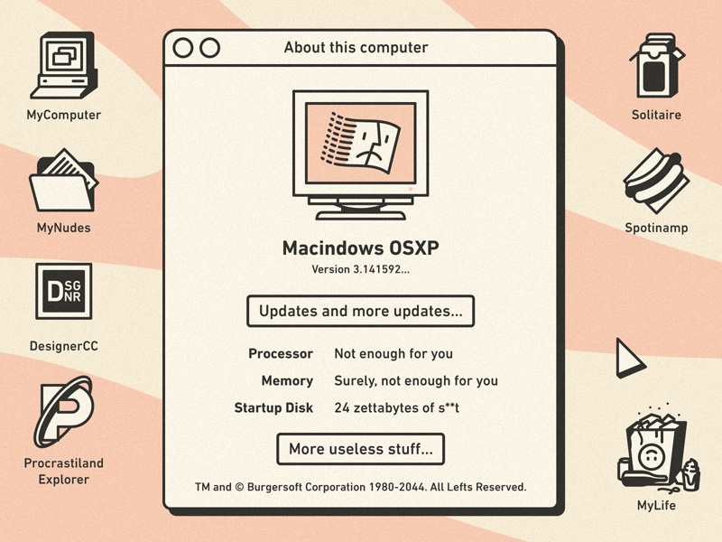 System Stuff funny illustration ux ui desktop retro apple macintosh windows screen system