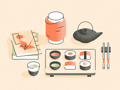 🇯🇵 book culture food grain illustration japan japanese oriental sushi tea