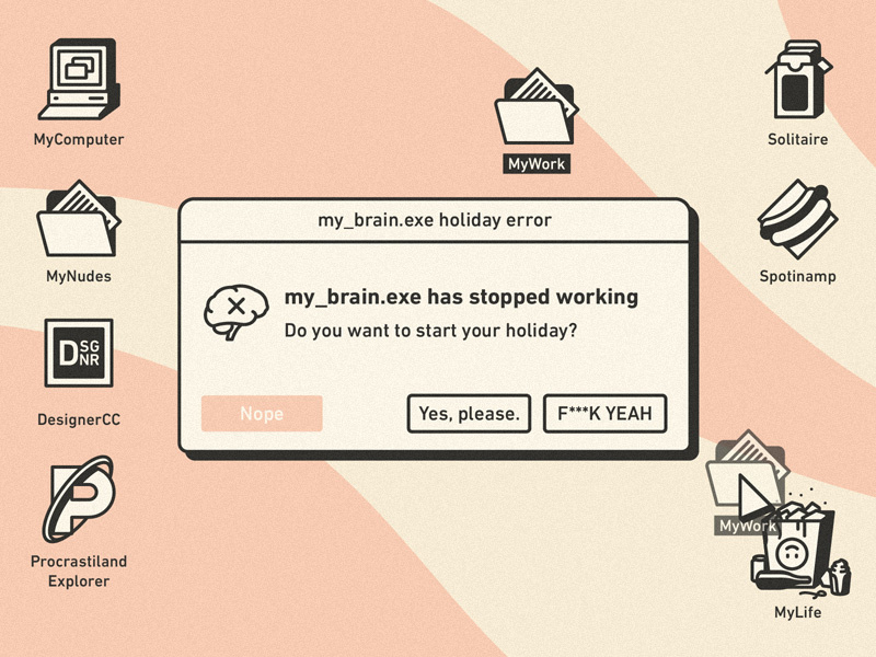 Holiday Error ๐ error brain funny delete illustration work macintosh windows ui vintage retro holiday