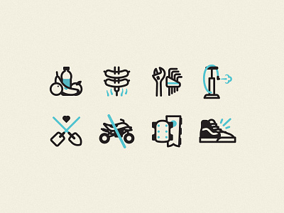 Dirt Jump Iconography bbq bicycle bmx dirt food icon iconography protection quad shovel tools vans