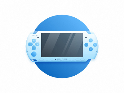 PSP-3000 blue circle device game gamer gradient handheld illustration playstation portable psp retro screen shadow sony vintage
