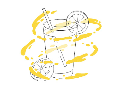Lemonade with Procreate brush drink drops food fresh glass illustration ipad pro lemonade levitate liquid procreate yellow