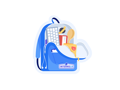 Interns 19 backpack badge cheese cooking flat food illustration intern internship iphone keyboard pepperoni perspective phone pizza slice stickers