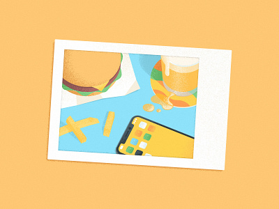 Instant Fast Food beer burger coaster fast food film fries grain hamburger illustration instant iphone noise photography polaroid sandwich table