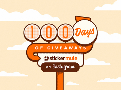 100 days of Giveaways clouds free gift giveaway googies illustration instagram retro sign sticker mule stroke vintage